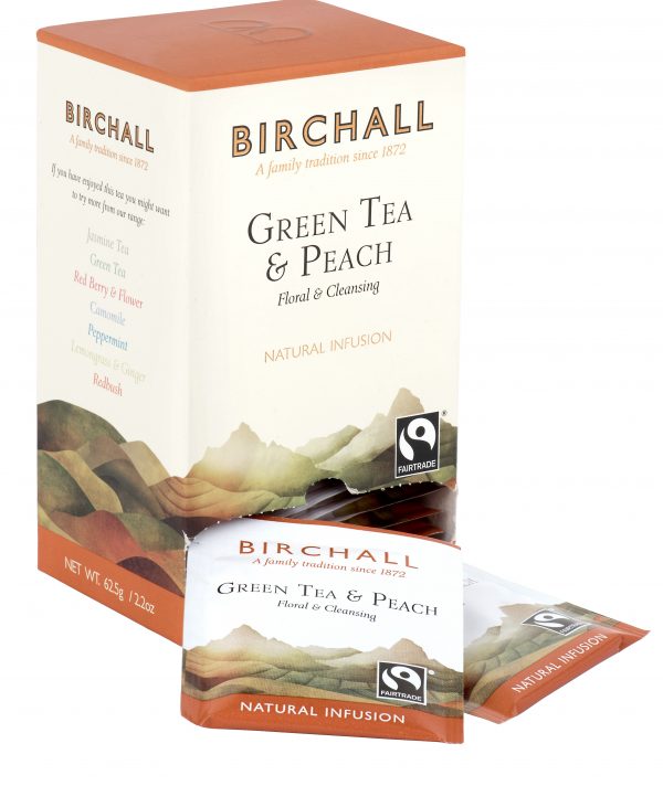 birchall green tea and paech tea bags